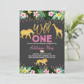 Wild One Birthday Invitation Oerwoud Animals Party Kaart (Staand voorkant)