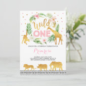 Wild One Birthday Invitation Oerwoud Animals Party Kaart (Staand voorkant)