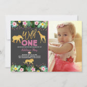 Wild One Birthday Invitation Oerwoud Animals Party Kaart (Voorkant)