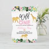 Wild One Birthday Invitation Oerwoud Animals Party Kaart (Staand voorkant)