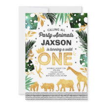 Wild One Birthday Invitation Oerwoud Animals Party