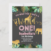 Wild One Birthday Invitation Oerwoud Animals Party Kaart (Voorkant)