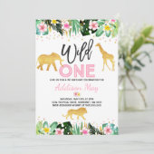 Wild One Birthday Invitation Oerwoud Animals Party Kaart (Staand voorkant)