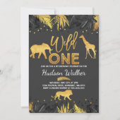 Wild One Birthday Invitation Oerwoud Animals Party Kaart (Voorkant)