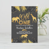 Wild One Birthday Invitation Oerwoud Animals Party Kaart (Staand voorkant)