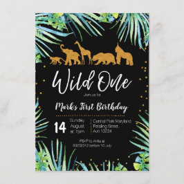 Wild One Birthday Invitation Oerwoud Party Animals Kaart