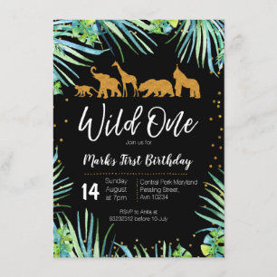 Wild One Birthday Invitation Oerwoud Party Animals Kaart
