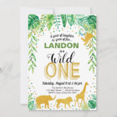 Wild One Birthday Invitation Oerwoud Safari Animal Kaart (Voorkant)