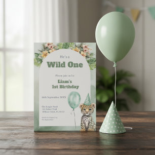 Wild One Birthday Invitation • Safari Jungle Party Kaart