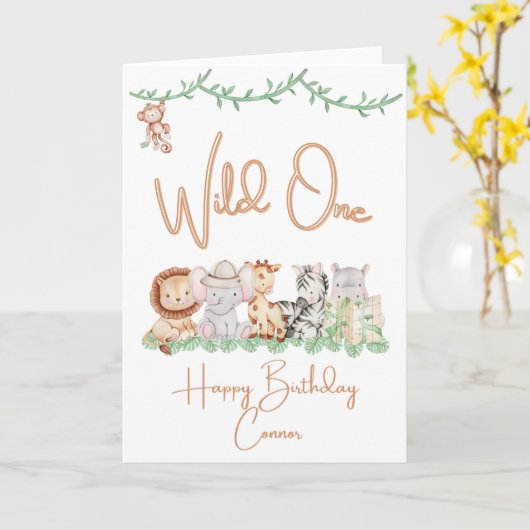 Wild One Birthday Kaart | 1e verjaardag (Gele Bloem)