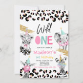 Wild One Birthday Leopard Print Safari Animals Kaart (Voorkant)