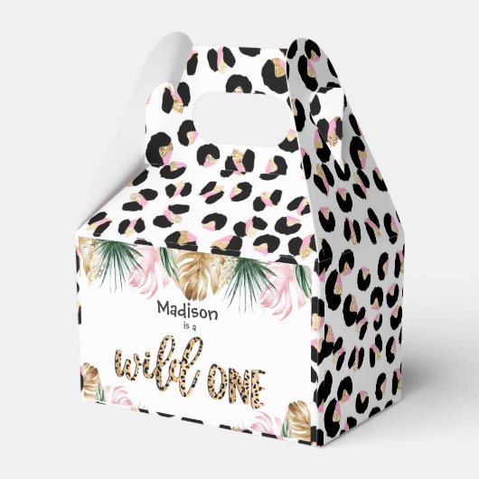 Wild One Birthday Leopard Print Wild Oerwoud Party Bedankdoosjes (Achterkant)