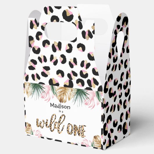 Wild One Birthday Leopard Print Wild Oerwoud Party Bedankdoosjes (Geopend)