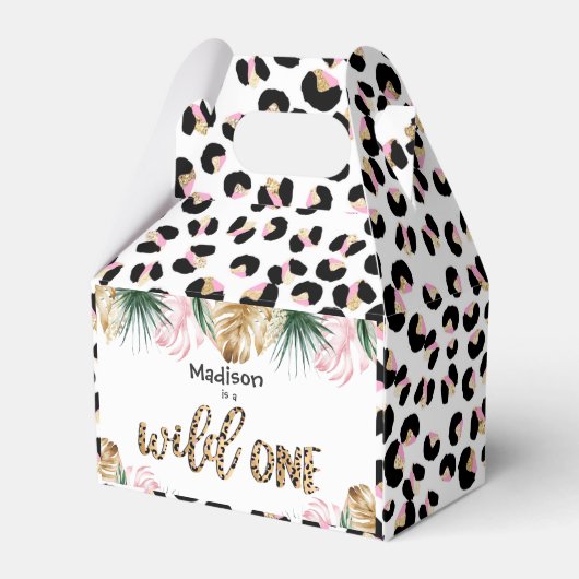 Wild One Birthday Leopard Print Wild Oerwoud Party Bedankdoosjes (Voorkant Zijde)