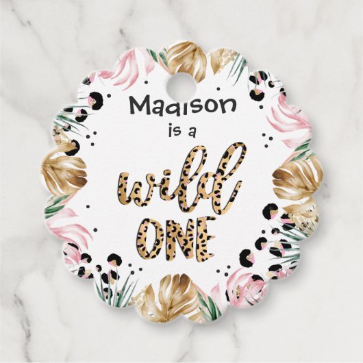 Wild One Birthday Leopard Print Wild Oerwoud Party Bedankjes Labels (Voorkant)