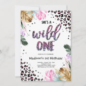 Wild One Birthday Leopard Print Wild Oerwoud Party Kaart (Voorkant)