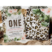 Wild One Birthday Leopard Print Wild Oerwoud Party Kaart