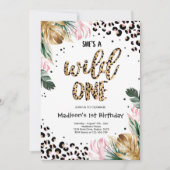 Wild One Birthday Leopard Print Wild Oerwoud Party Kaart (Voorkant)