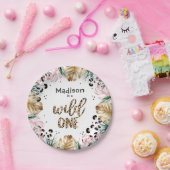 Wild One Birthday Leopard Print Wild Oerwoud Party Papieren Bordje (Feest)