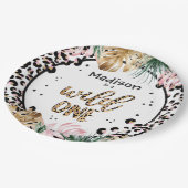 Wild One Birthday Leopard Print Wild Oerwoud Party Papieren Bordje (Gekanteld)