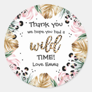 Wild One Birthday Leopard Print Wild Oerwoud Party Ronde Sticker