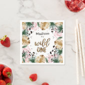 Wild One Birthday Leopard Print Wild Oerwoud Party Servet (Insitu)