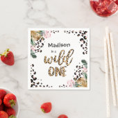 Wild One Birthday Leopard Print Wild Oerwoud Party Servet (Insitu)