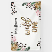Wild One Birthday Leopard Print Wild Oerwoud Party Spandoek (Verticaal)