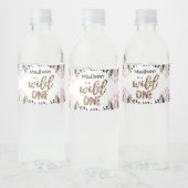 Wild One Birthday Leopard Print Wild Oerwoud Party Waterfles Etiket (Flessen)