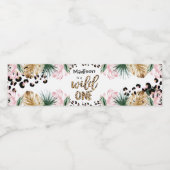 Wild One Birthday Leopard Print Wild Oerwoud Party Waterfles Etiket (Enkel label)