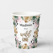 Wild One Birthday Leopard print Wild Safari Party Papieren Bekers (Voorkant)