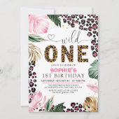 Wild One Birthday Leopard Safari Oerwoud Birthday Kaart (Voorkant)