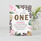 Wild One Birthday Leopard Safari Oerwoud Birthday Kaart (Staand voorkant)