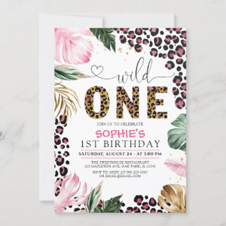 Wild One Birthday Leopard Safari Oerwoud Birthday Kaart