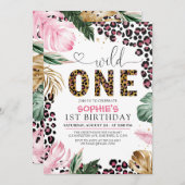 Wild One Birthday Leopard Safari Oerwoud Birthday Kaart (Voorkant / Achterkant)