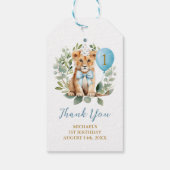 Wild One Birthday Lion Boy Birthday Floral Bow tie Cadeaulabel (Achterkant)