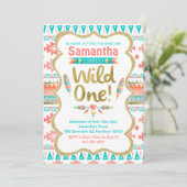 Wild One Birthday, meisje 1 verjaardag, stam Kaart (Staand voorkant)