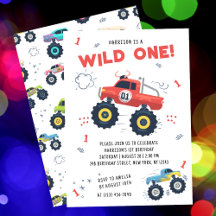 Wild One Birthday Modern Kinder Monster Car Trucks