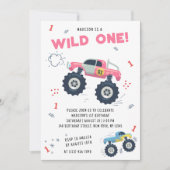 Wild One Birthday Modern Kinder Monster Car Trucks Kaart (Voorkant)