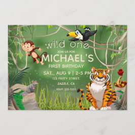 Wild One Birthday Oerwoud Animals Party Kaart