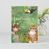 Wild One Birthday Oerwoud Animals Party Kaart (Staand voorkant)