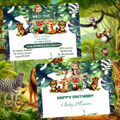 Wild One Birthday Oerwoud Safari Tropical Canopy Kaart