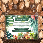 Wild One Birthday Oerwoud Safari Tropisch groen Bedankkaart