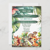 Wild One Birthday Oerwoud Safari Tropisch groen Kaart (Voorkant)