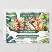 Wild One Birthday Oerwoud Safari Tropisch groen Kaart (Voorkant)