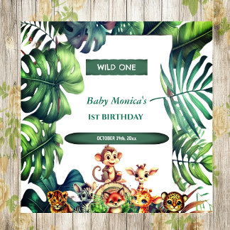 Wild One Birthday Oerwoud Safari Tropische bladere Servet