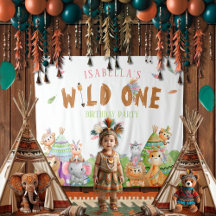 Wild One Birthday Party Achtergrond met dieren