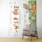 Wild One Birthday Party Achtergrond met dieren Wandkleed (In situ)