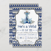 Wild One Birthday Party Boys Tipi Eerste Verjaarda Kaart (Voorkant / Achterkant)