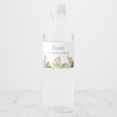 Wild One Birthday Party Decor Safari Animal Oerwou Waterfles Etiket (Voorkant)